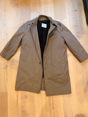 Vintage London Fog Maincoat Trench Coat 42 Reg Brown Removable Liner Classic USA